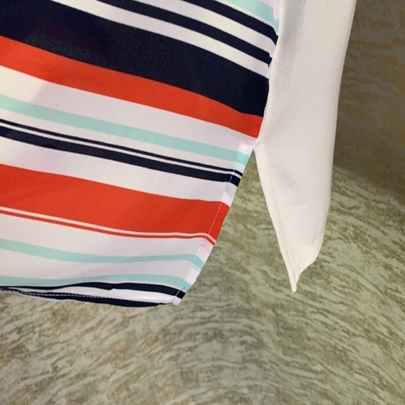 Reitmans Oversized White/Blue&Orange Striped Blouse Size XXL - Picture 5 of 12